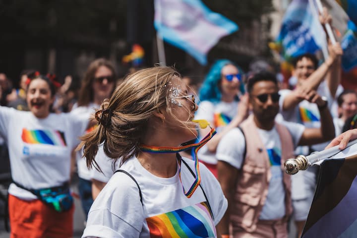 Young Woman at a Pride Parade